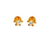 22k Yellow Gold Cubic Zirconia Extra Small Floral Stud Earrings with gold weight of 0.604g